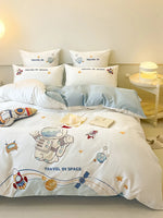 Bedding Set Cotton Blend Reversible Space Design