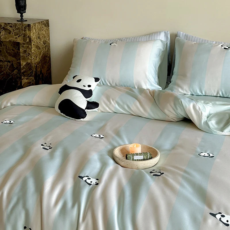Bedding Set Cotton-Blend Satin Striped Animal Print