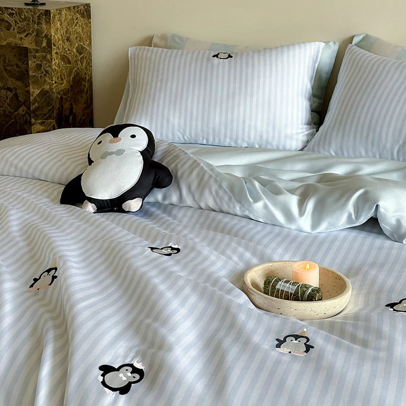 Bedding Set Cotton-Blend Satin Striped Animal Print