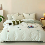 Bedding Set Cotton Embroidered Breathable
