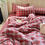 Bedding Set Cotton Gauze Washed Vintage Check 4-Piece