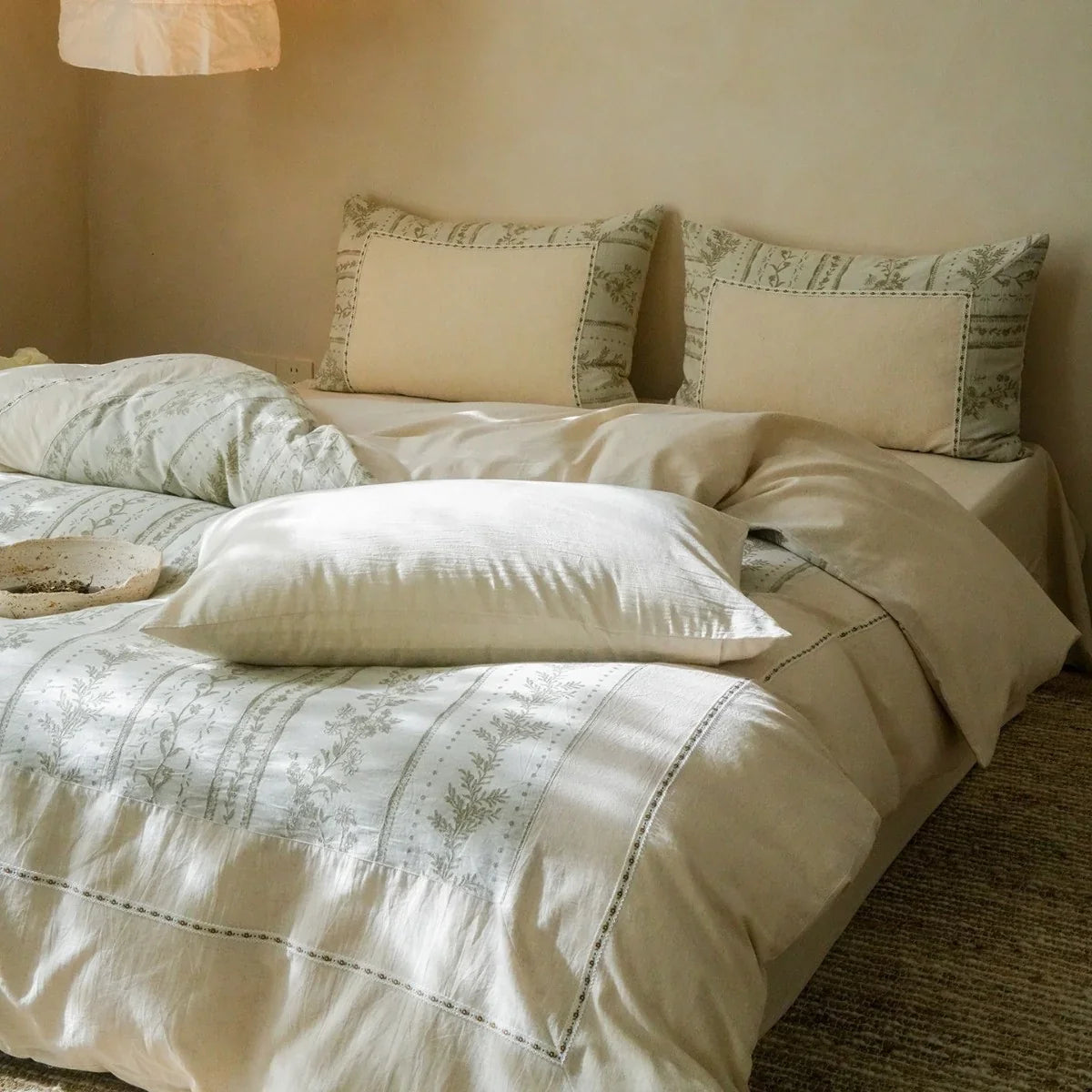Bedding Set Cotton-Linen Blend Breathable Concealed Zipper
