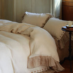 Bedding Set Cotton-Linen Blend Ruffle & Crochet Lace