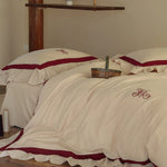 Bedding Set Cotton-Linen Blend Ruffled Edges 4-Piece