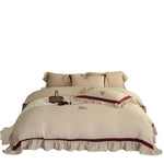 Bedding Set Cotton-Linen Blend Ruffled Edges 4-Piece