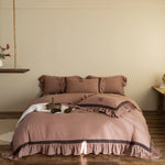 Bedding Set Cotton-Linen Blend Ruffled Edges 4-Piece