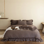 Bedding Set Cotton-Linen Blend Ruffled Edges 4-Piece