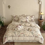 Bedding Set Cotton-Linen Breathable Vintage Floral