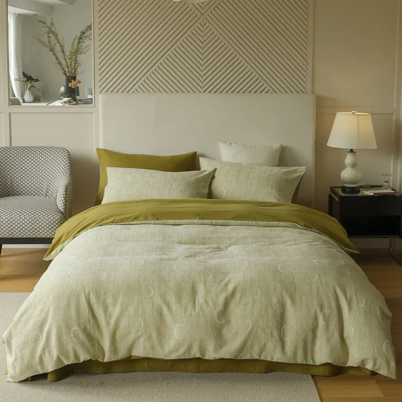Bedding Set Cotton-Linen Quilted Jacquard 4-Piece