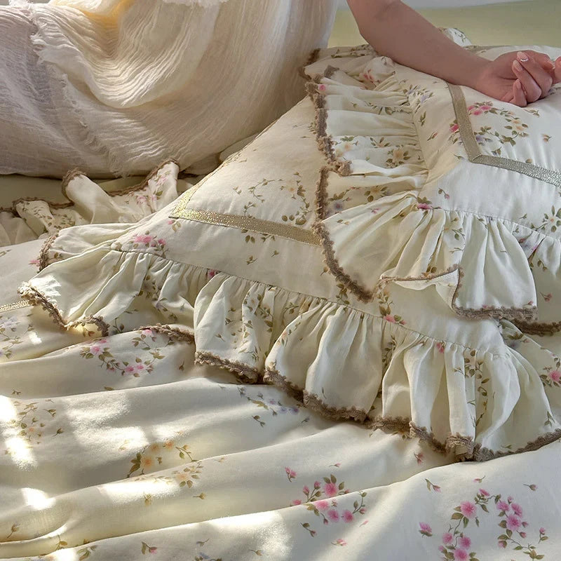 Bedding Set Cotton-Linen Temperature-Regulating Watercolor Floral