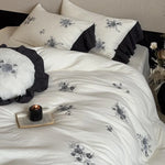 Bedding Set Cotton Muslin Hypoallergenic Embroidered Rose