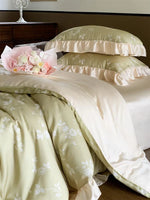Bedding Set Cotton Percale Floral Jacquard Zippered Duvet
