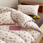 Bedding Set Cotton Percale Floral Print Crochet Lace