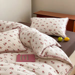 Bedding Set Cotton Percale Floral Print Crochet Lace