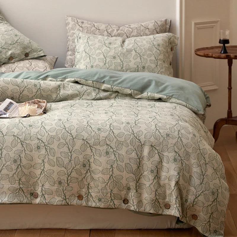 Bedding Set Cotton Percale Floral Woven 4-Piece