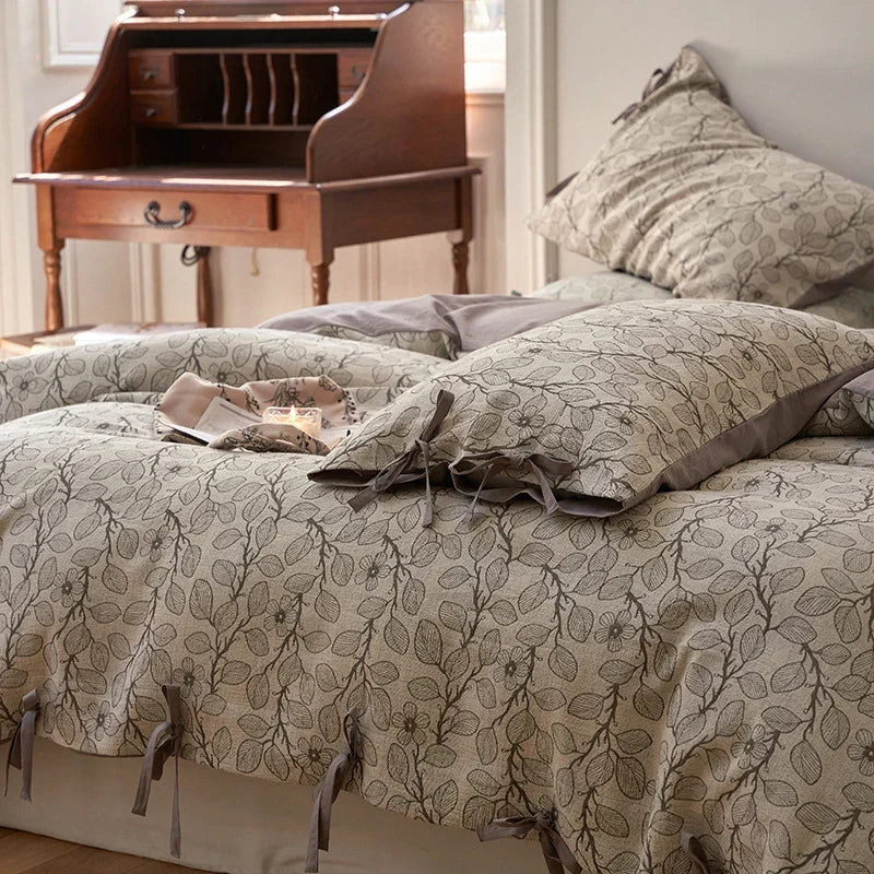 Bedding Set Cotton Percale Floral Woven 4-Piece
