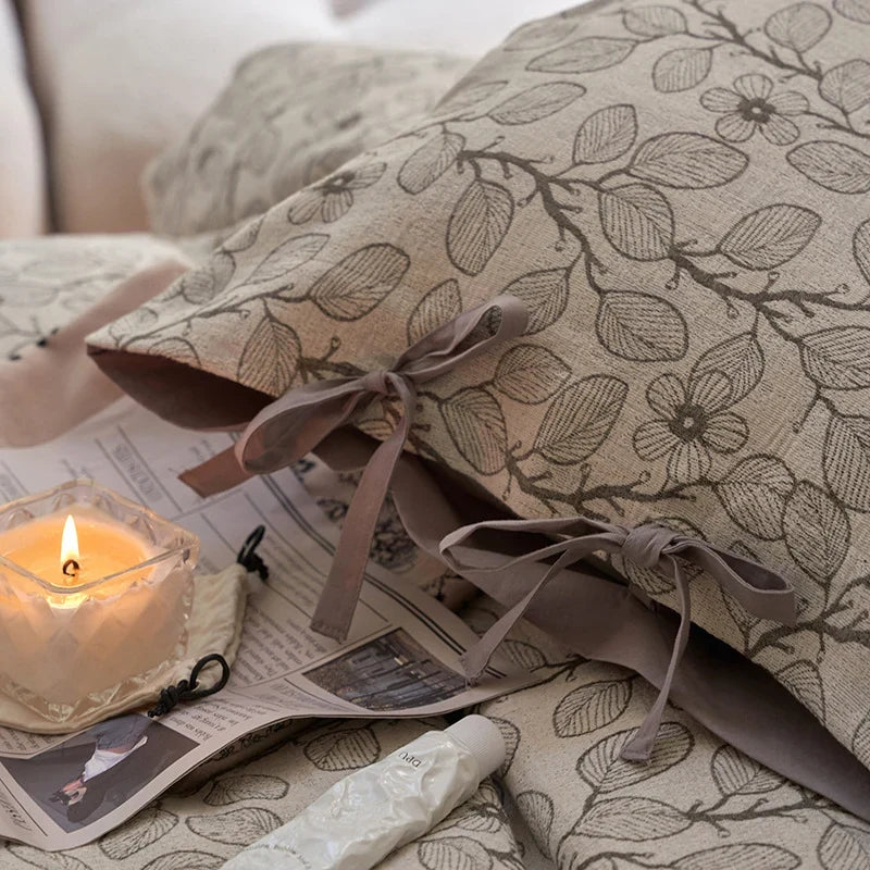 Bedding Set Cotton Percale Floral Woven 4-Piece