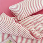 Bedding Set Cotton Percale Striped Decorative Piping