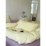 Bedding Set Cotton Percale Striped Decorative Piping