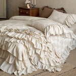 Bedding Set Cotton Quilted Ruffle 4-Piece