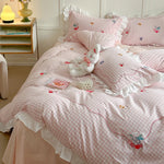 Bedding Set Cotton Ruffled Appliqué Embroidery Machine-Washable