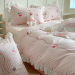 Bedding Set Cotton Ruffled Appliqué Embroidery Machine-Washable