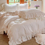 Bedding Set Cotton Ruffled Floral Duvet Cover & Pillowcases