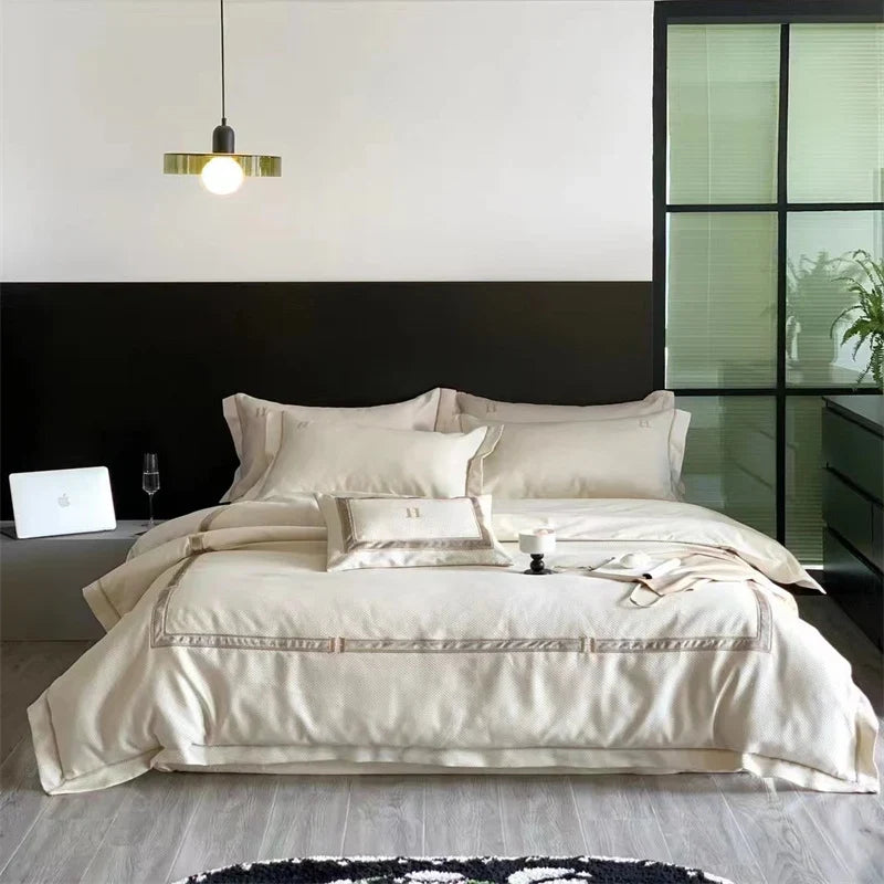 Bedding Set Cotton Satin 4-Piece Concealed Zippers
