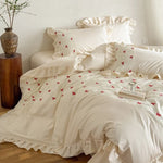 Bedding Set Cotton Satin Blend Animal Print Ruffle Trim