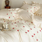 Bedding Set Cotton Satin Blend Animal Print Ruffle Trim