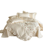 Bedding Set Cotton Satin Blend Animal Print Ruffle Trim