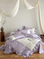 Bedding Set Cotton Satin Blend Animal Print Ruffle Trim
