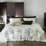 Bedding Set Cotton Satin Botanical Print Zipper Closure