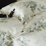 Bedding Set Cotton Satin Botanical Print Zipper Closure