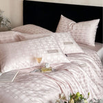 Bedding Set Cotton Satin Breathable Check Pattern 4-Piece