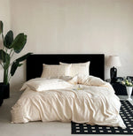 Bedding Set Cotton Satin Breathable Check Pattern 4-Piece