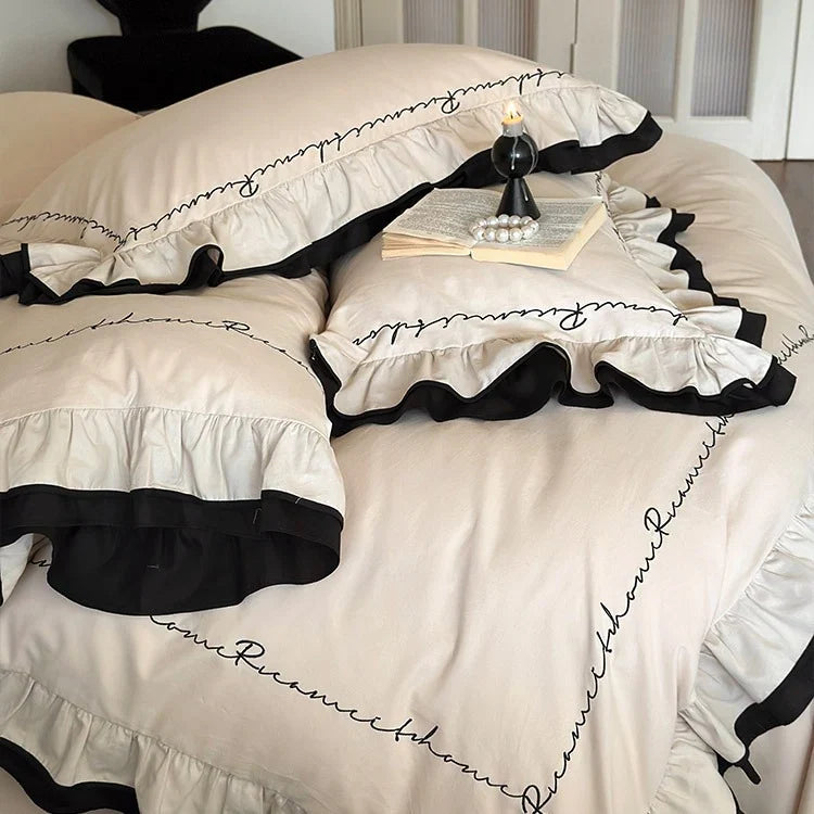 Bedding Set Cotton Satin Breathable Concealed Closure & Zipper Pillowcases