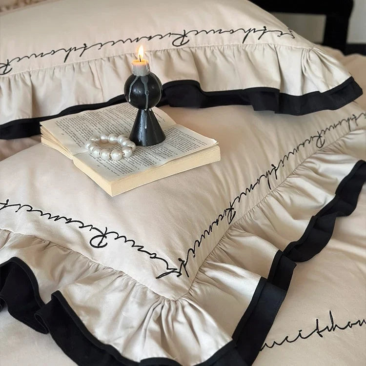 Bedding Set Cotton Satin Breathable Concealed Closure & Zipper Pillowcases