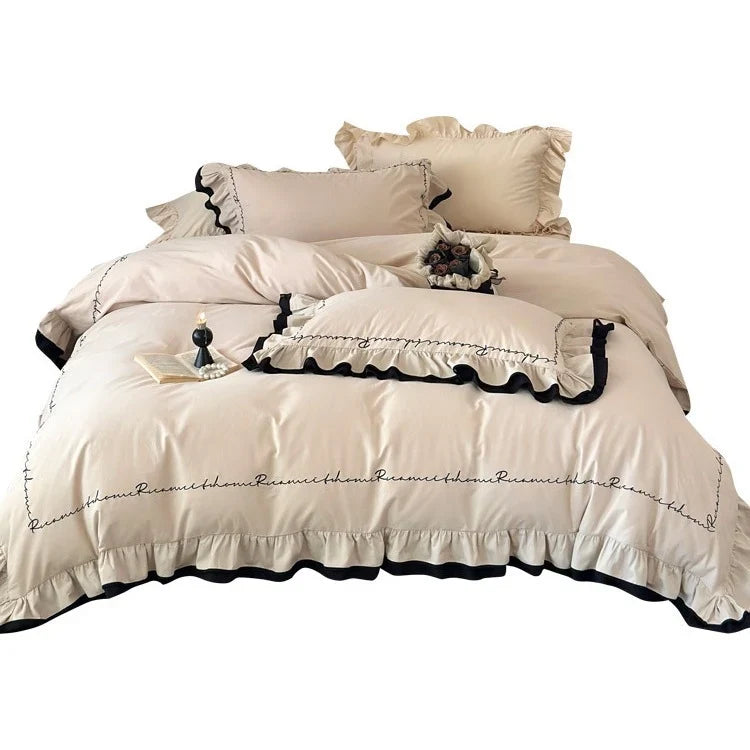 Bedding Set Cotton Satin Breathable Concealed Closure & Zipper Pillowcases