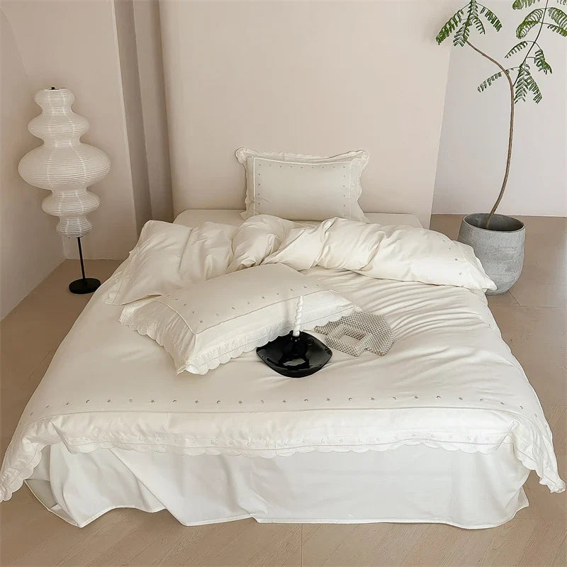Bedding Set Cotton Satin Breathable Wrinkle-Resistant 4-Piece