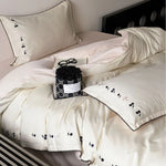Bedding Set Cotton Satin Cherry Embroidery 4-Piece