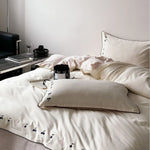 Bedding Set Cotton Satin Cherry Embroidery 4-Piece