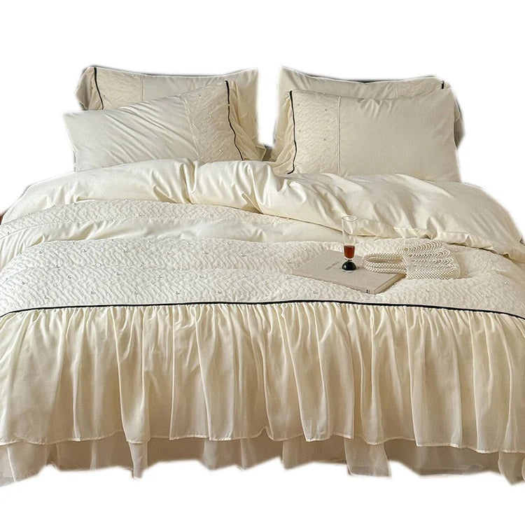 Bedding Set Cotton Satin Chiffon Ruffles 4-Piece Set