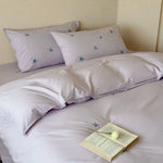 Bedding Set Cotton Satin Embroidered 4 Piece