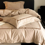 Bedding Set Cotton Satin Embroidered Border Concealed Zipper