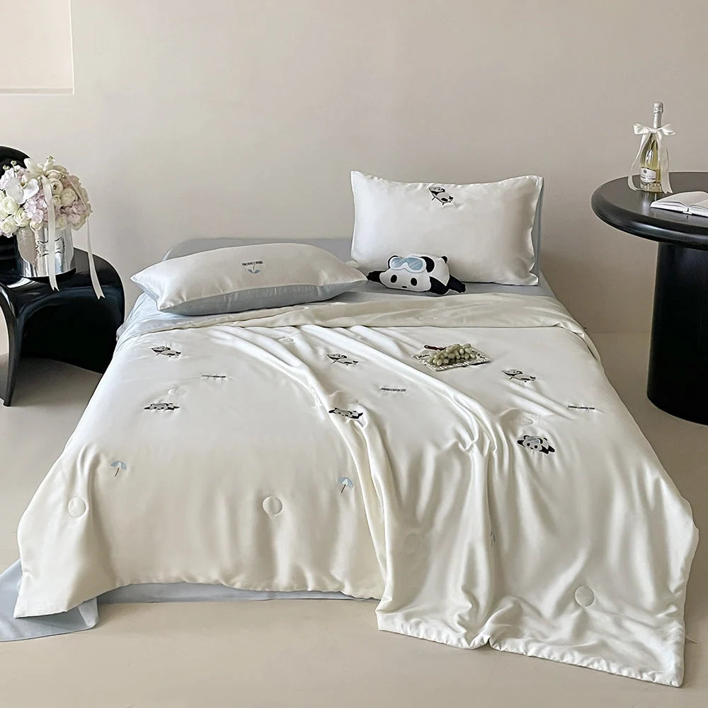 Bedding Set Cotton Satin Embroidered Breathable Comfort