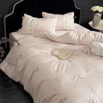 Bedding Set Cotton Satin Embroidered Floral