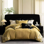 Bedding Set Cotton Satin Embroidered Floral & Contrast Piping
