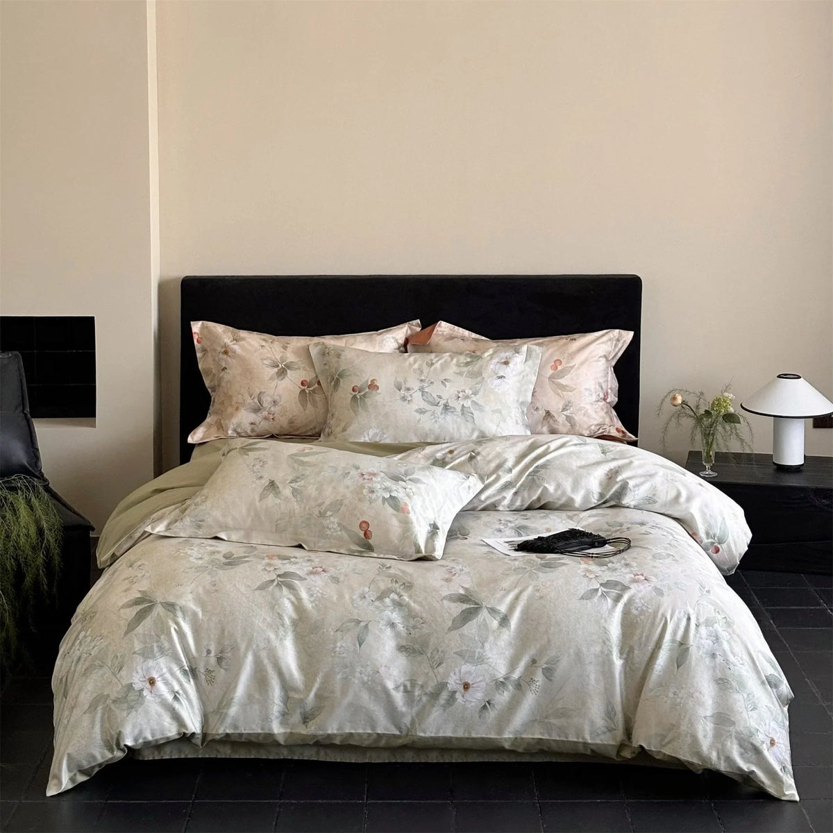 Bedding Set Cotton Satin Floral Concealed Zipper