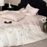 Bedding Set Cotton Satin Floral Embroidery 4-Piece